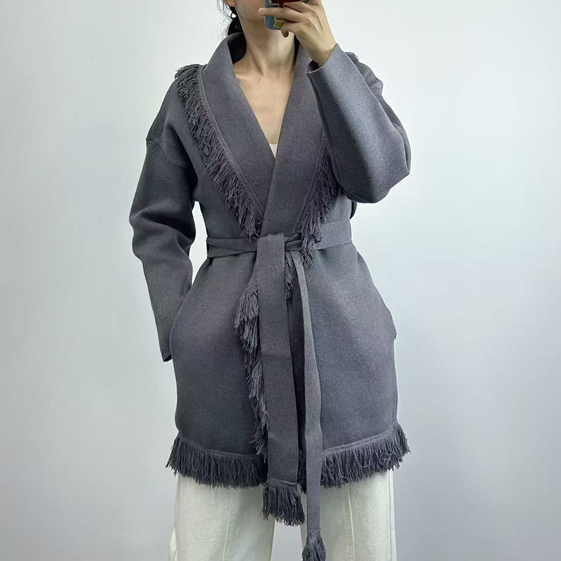 Cárdigan largo de punto de lan - Wool Coat Peacoat reseña y precio